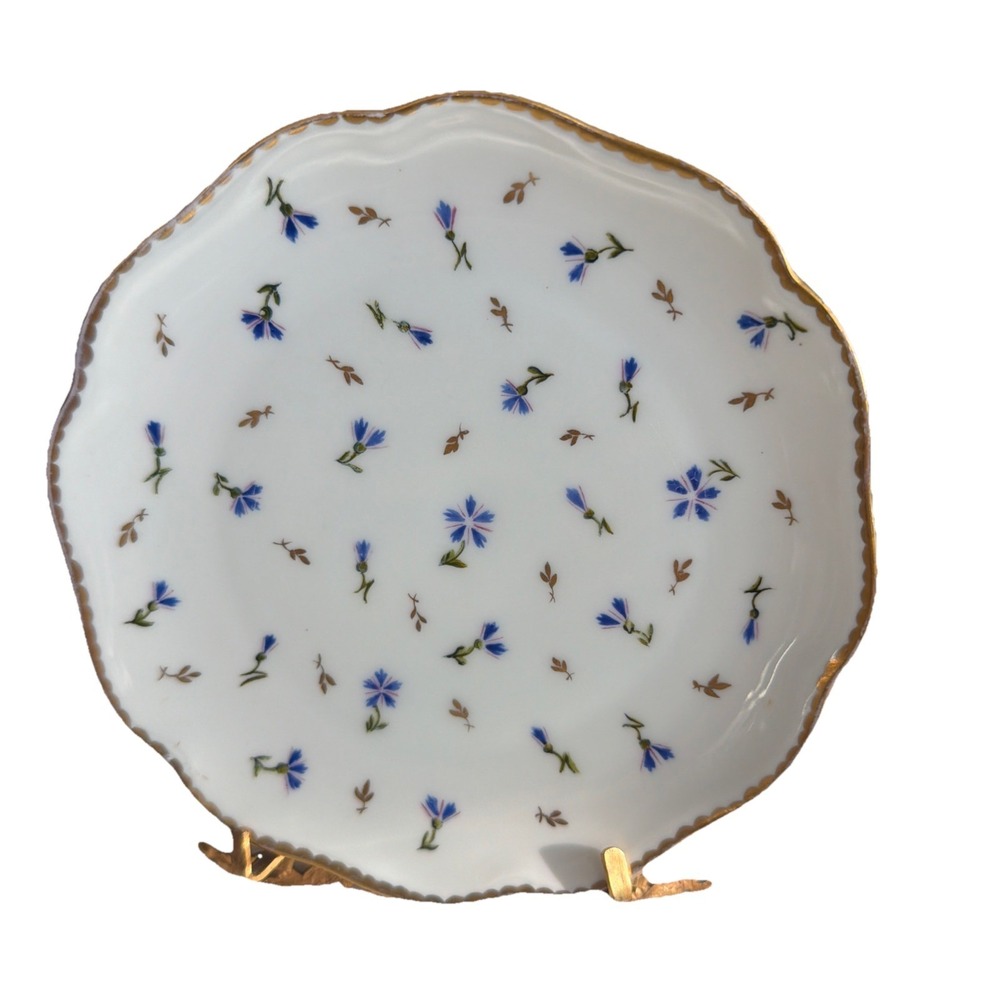 Vtg Rosenthal Kronach Germany 6"Chrysantheme Blue‎ Flowers Gold Trimmed Plate
